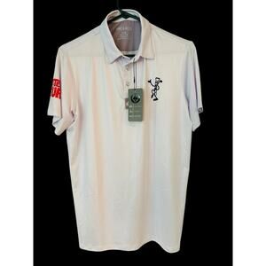 New With Tags Pins and Aces “Partee” Mens M White Golf Polo. Performance wicking